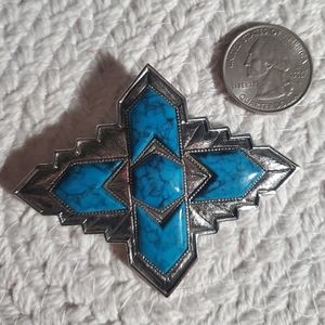 Faux Turquoise Brooch
